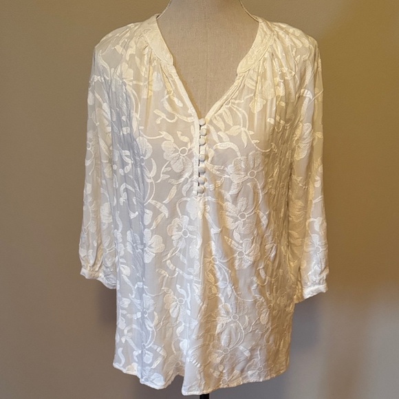 Brixon Ivy Tops - Brixon Ivy White Floral Blouse